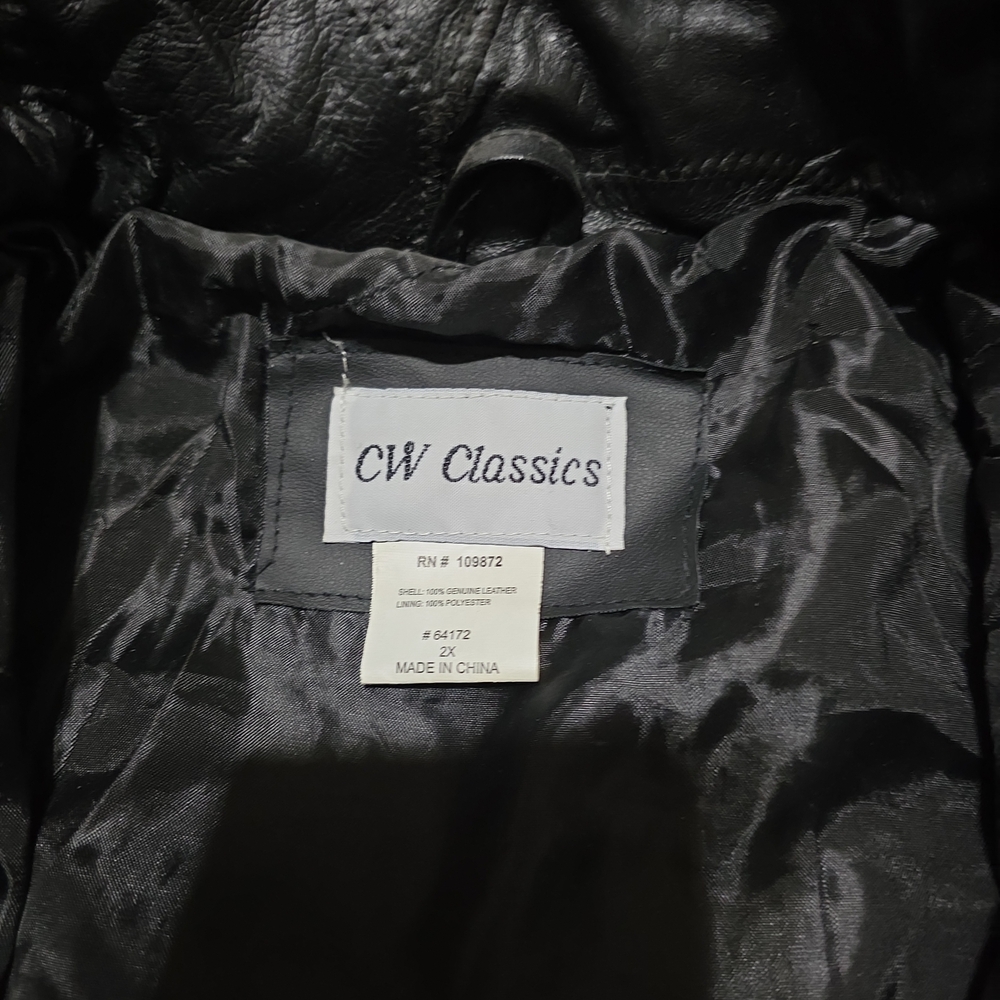 Black Leather Patchwork Jacket Plus Size With Hoo… - image 8